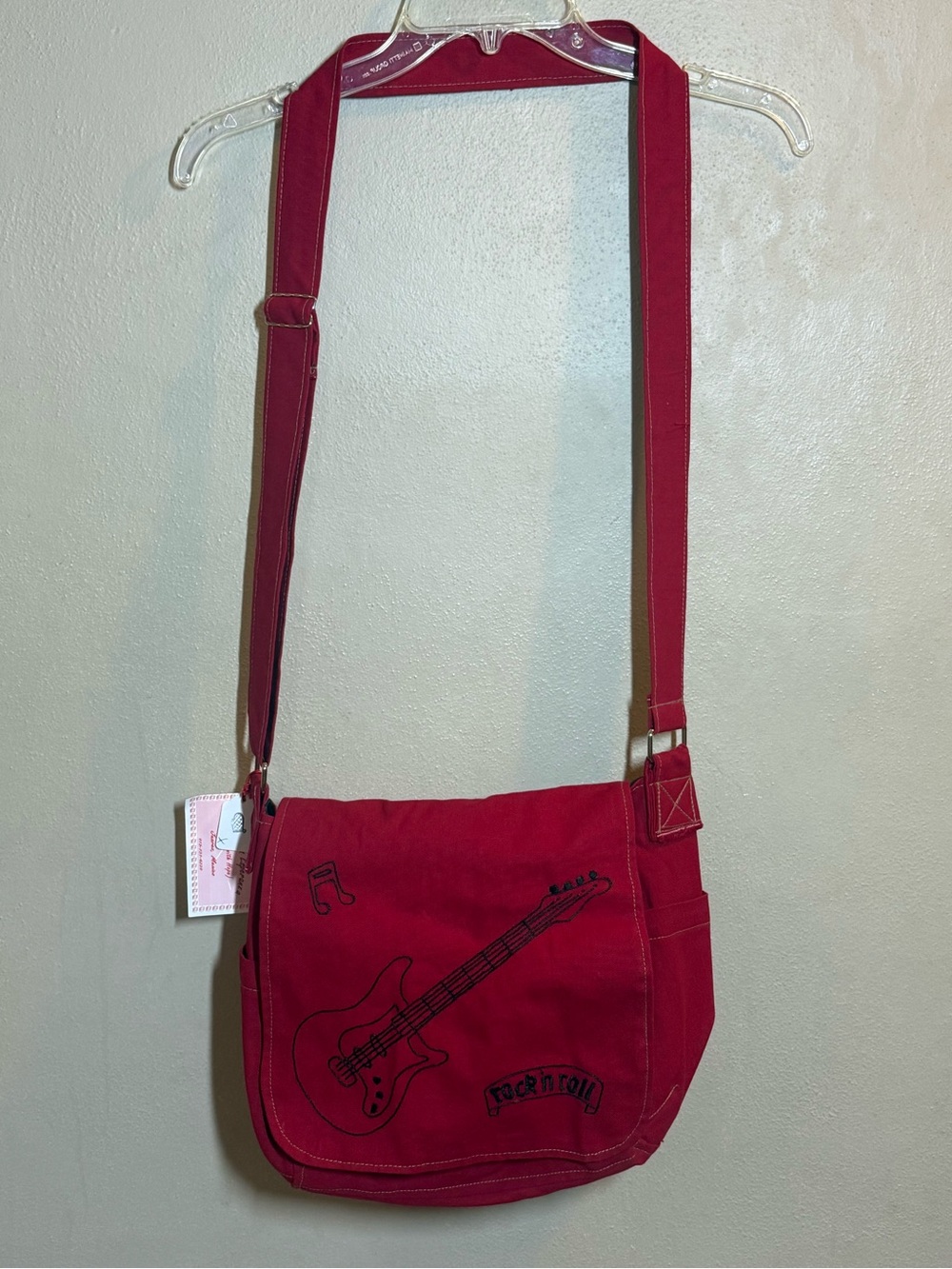 NWT Red Guitar/Rock Embroidered Crossbody Bag